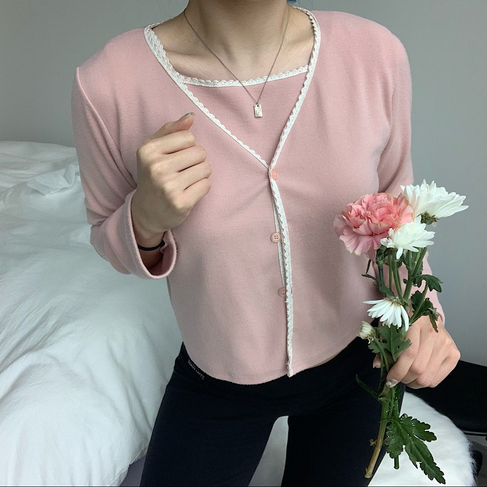 Pink soft tank and cardigan Set